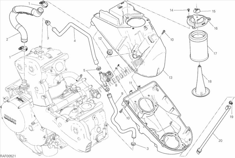 Alle onderdelen voor de Luchtinlaat - Olie-ontluchter van de Ducati Monster 1200 S Stripes 2015